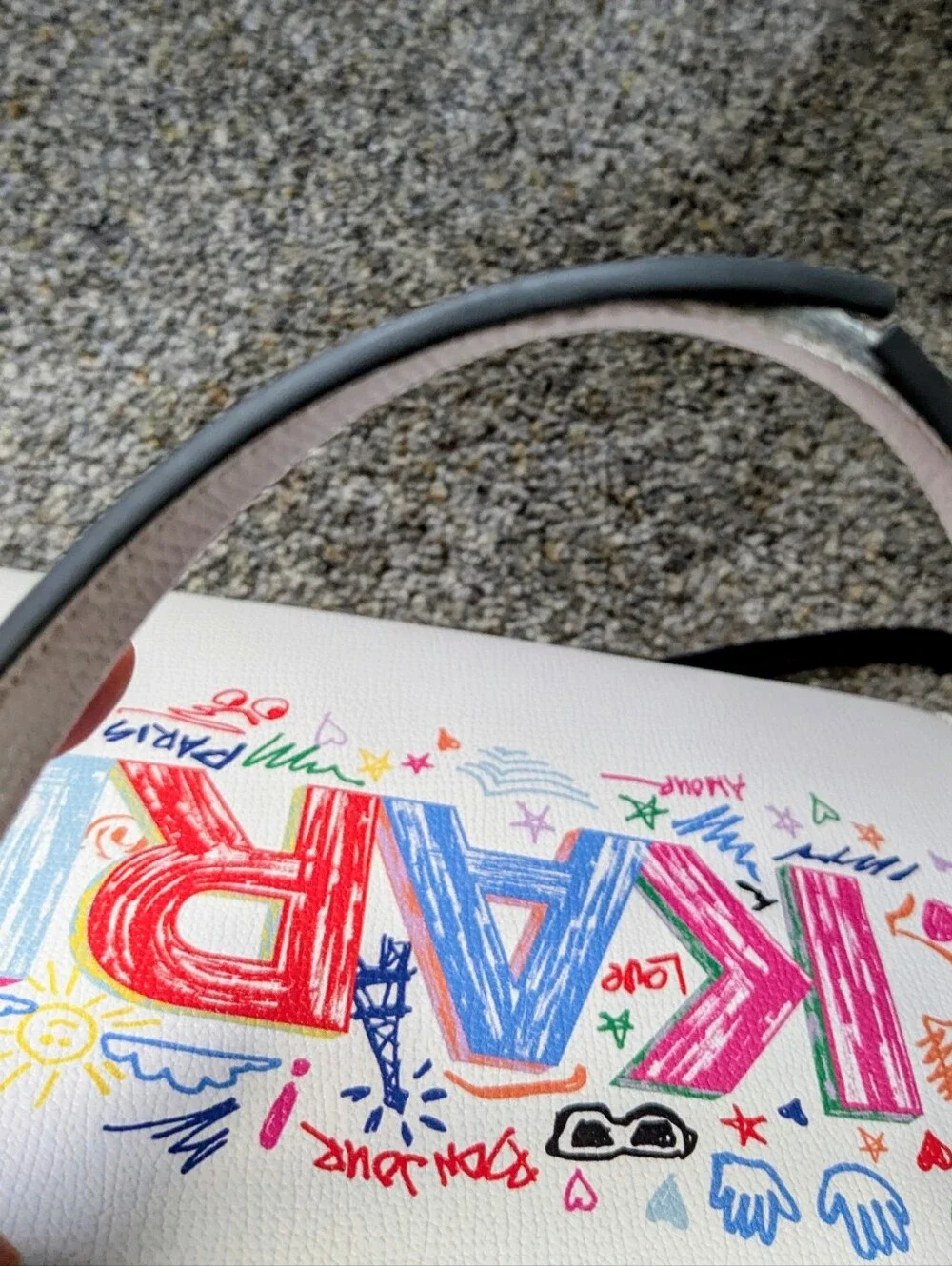 Karl Lagerfeld White Cross Body with Multicolor 'KARL' Graffiti Print